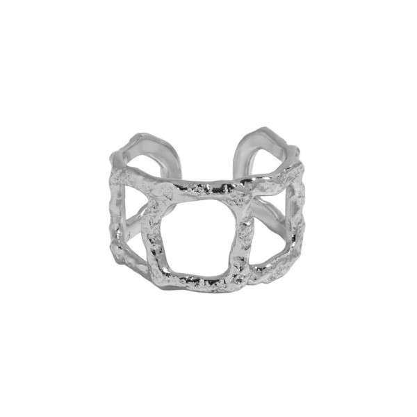 A35161 design geometric square sterling silver adjustable ring