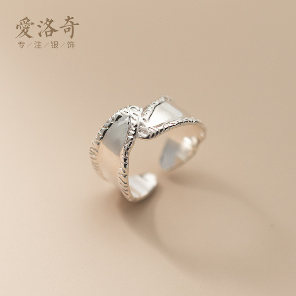 A32112 s925 sterling silver unique wide adjustable ring