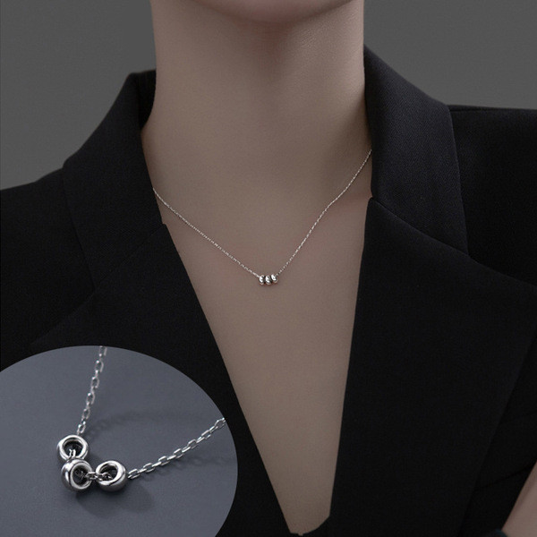 A34529 s925 sterling silver circle necklace