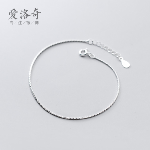 A36474 s925 sterling silver charm simple snakechain fashion unique chic sweet bracelet