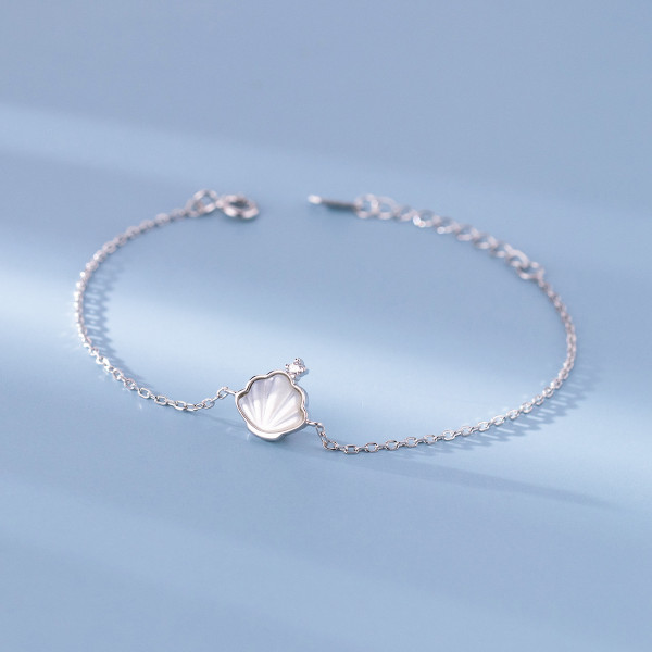 A44739 s925 sterling silver sweet shell rhinestone simple elegant bracelet