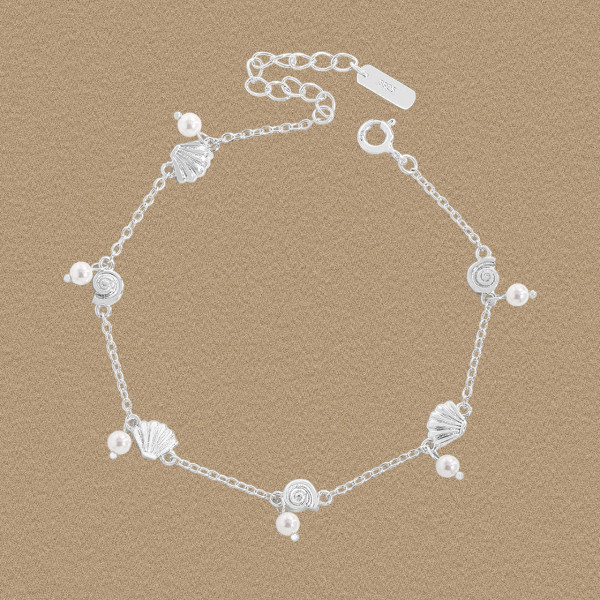 A45079 pearl shell charm sterling silver s925 bracelet