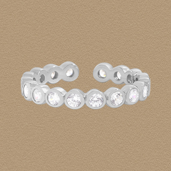 A46216 simple cubic zirconia adjustable s925 sterling silver ring