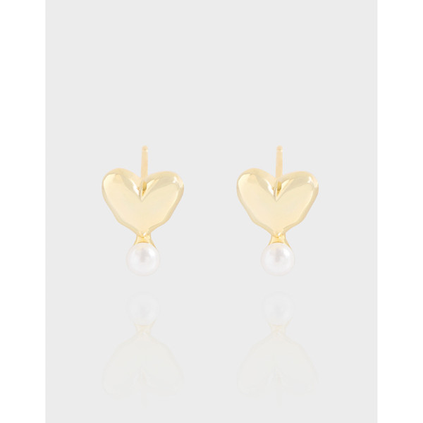 A39864 design heart pearl stud sterling silver s925 earrings