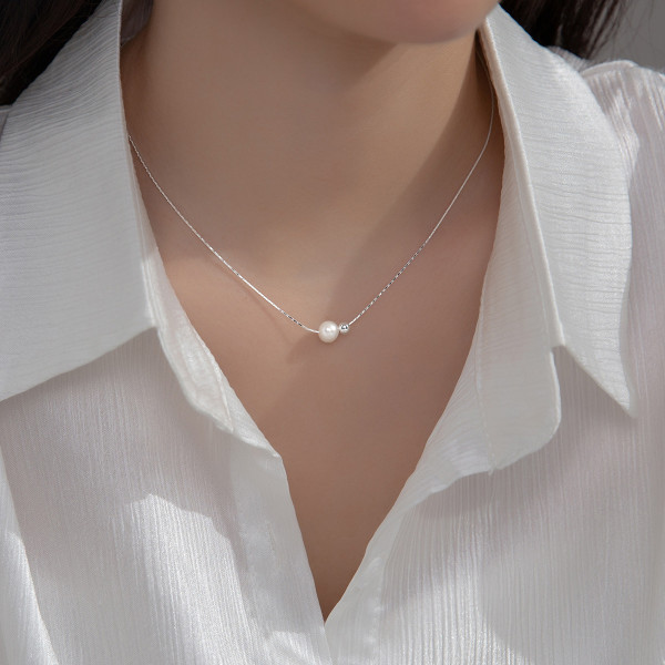 A37223 925 sterling silver pearl necklace