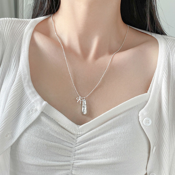 A46178 s925 silver dainty simple butterfly necklace