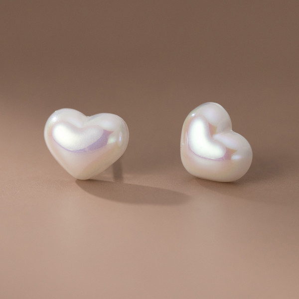 A40696 s925 sterling silver heart stud trendy design earrings