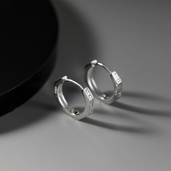 A37041 s925 sterling silver number simple unique geometric fashionM earrings