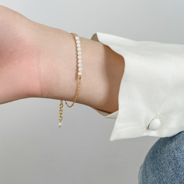 A46290 s925 silver simple sequin charm bracelet