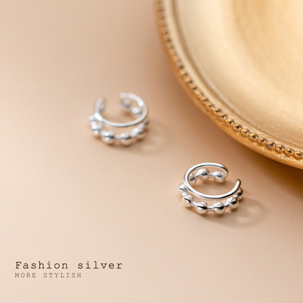 A32335 s925 sterling silver doublelayer unique clipon trendy sweet earrings