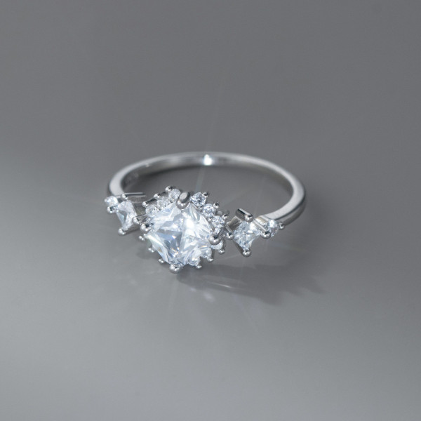 A46096 s925 sterling silver snowflake rhinestone dainty ring