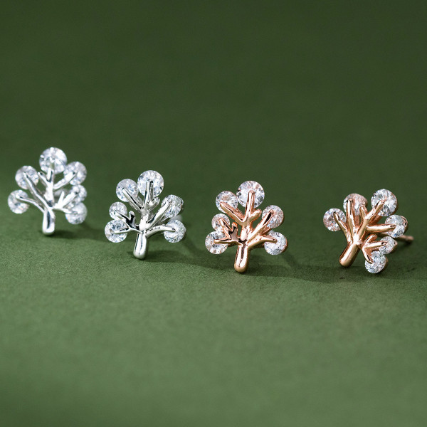 A40716 s925 sterling silver rhinestone tree stud design trendy earrings