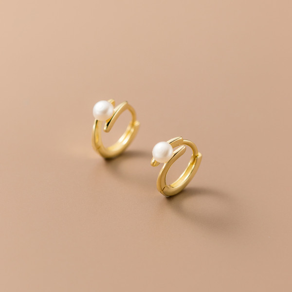 A36693 s925 sterling silver simple pearl trendy chic earrings
