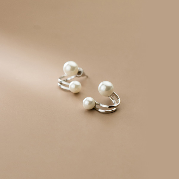 A35422 s925 sterling silver chic simple small trendy pearl earrings