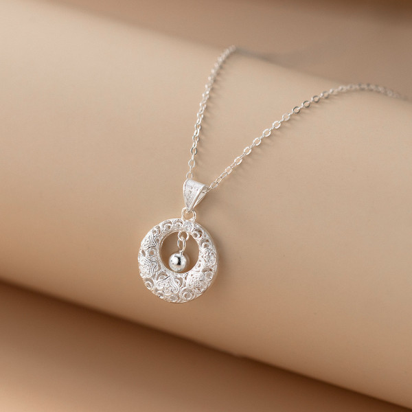 A43876 silver trendy sweet dainty simple ball hollowed pendant pendant