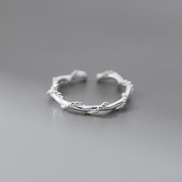 A43309 s925 silver weave bar unique elegant ring