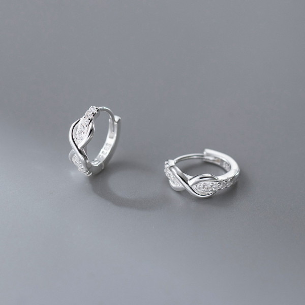 A46267 s925 sterling silver simple rhinestone infinity bar ear buckle