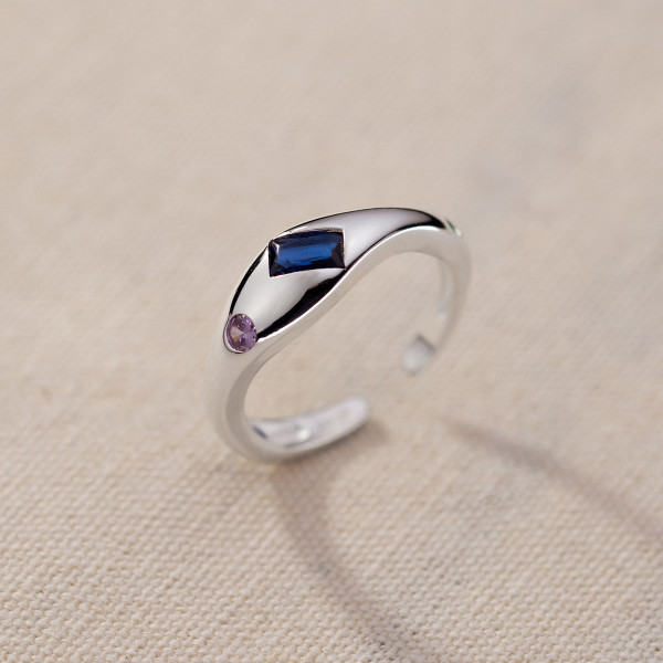 A39302 s925 sterling silver rhinestone geometric wide design elegant ring