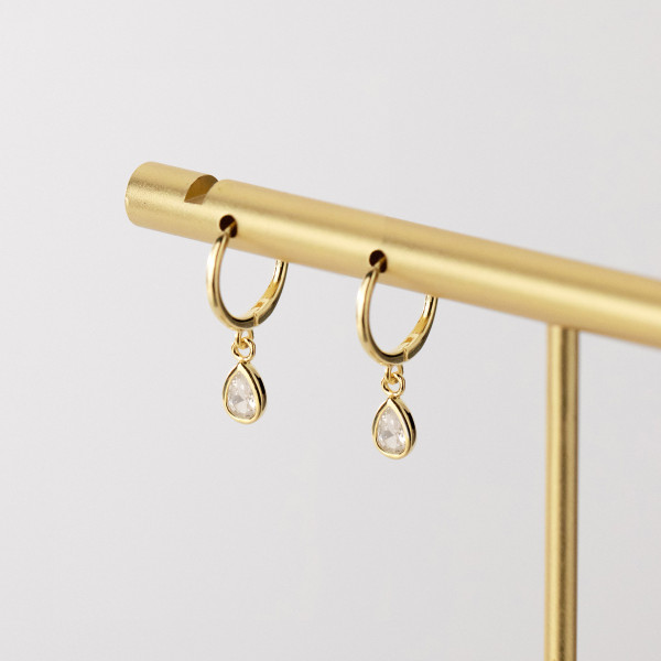 A37064 s925 sterling silver rhinestone teardrop sweet trendyM earrings