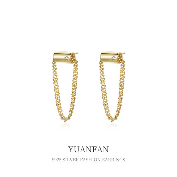 A37108 925 sterling silver tassel chain earringsi