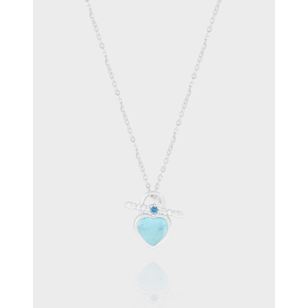 A40069 design blue heart sterling silver s925 necklace