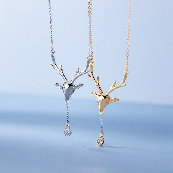 A31249 s925 sterling silver chic deer deer necklace