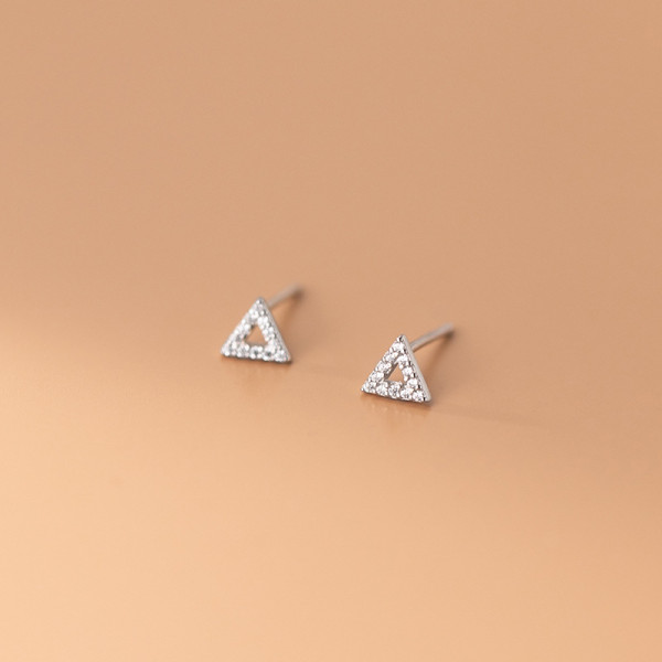 A35927 s925 sterling silver hollowed rhinestone triangle chic earrings