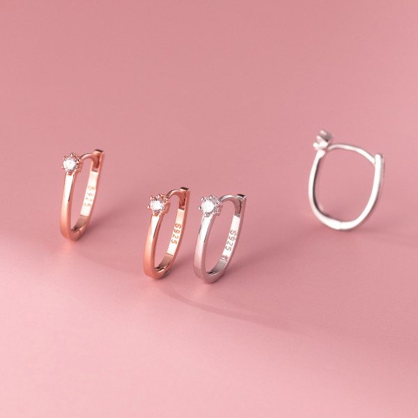 A35568 s925 sterling silver rhinestoneU simple chic cute fashion earrings