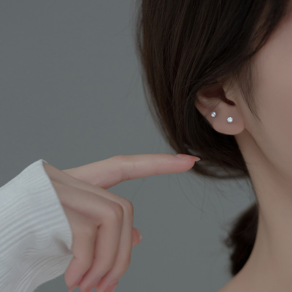 A35963 s925 sterling silver rhinestone fashion simple unique earrings