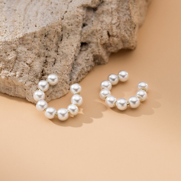 A41796 s925 sterling silver pearl piercing trendy elegant earrings