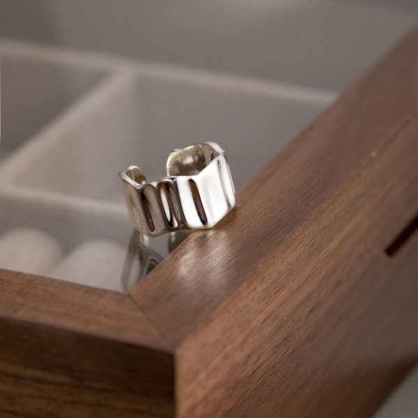 A39106 s925 sterling silver unique weave ring simple wide ring
