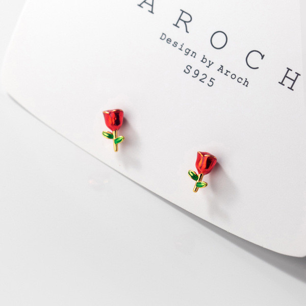 A34886 s925 sterling silver flower earrings