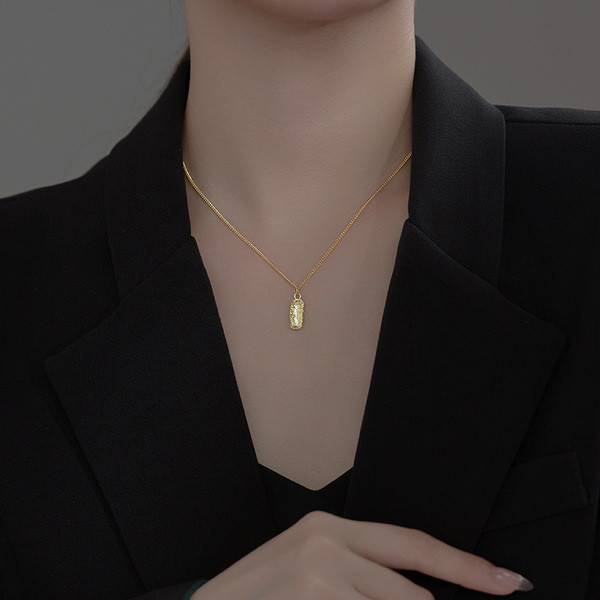 A34502 s925 sterling silver geometric necklace