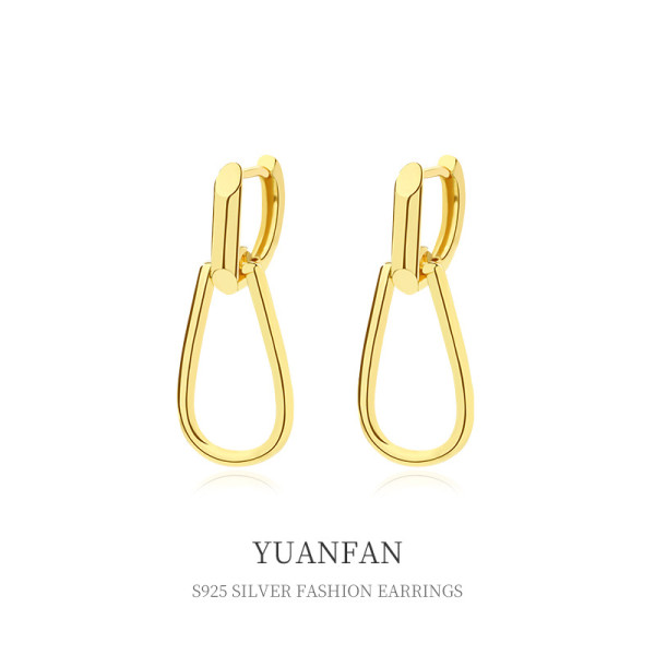 A38606 sterling silver simple unique geometric initial earrings