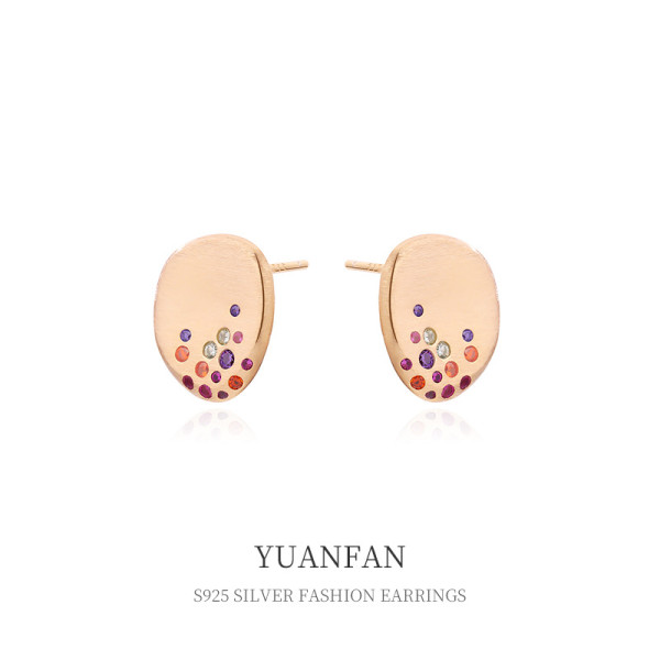 A39356 sterling silver vintage colorful cubic zirconia stud earrings