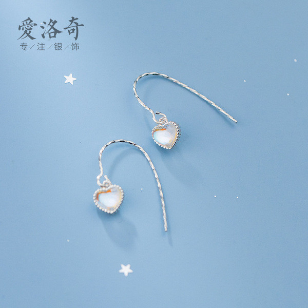 A33259 s925 sterling silver trendy glass heart chic earrings