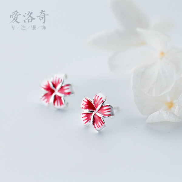 A40385 s925 silver flower stud earrings flower earrings