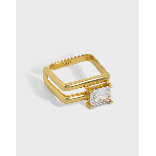 A33440 design chic cubiczirconia square qualitys925 sterling silver adjustable ring