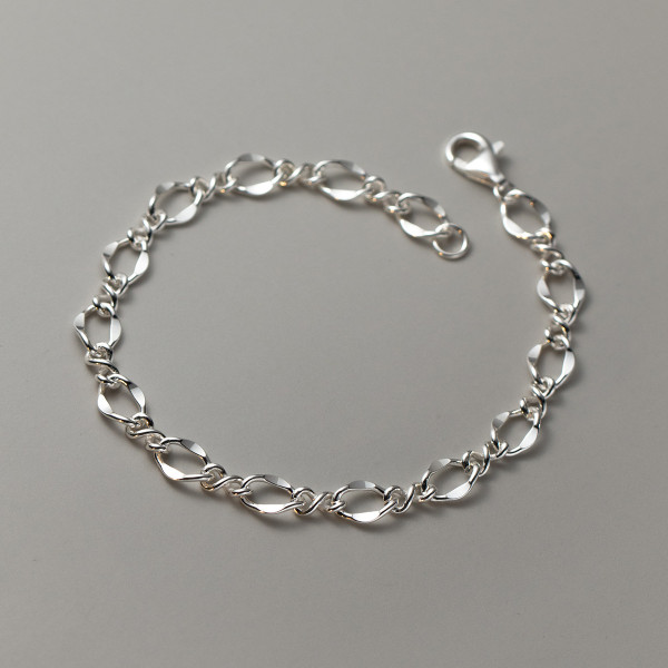 A39480 s925 sterling silver elegant oval charm unique bracelet