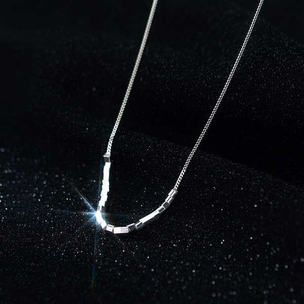 A34002 s925 sterling silver square necklace