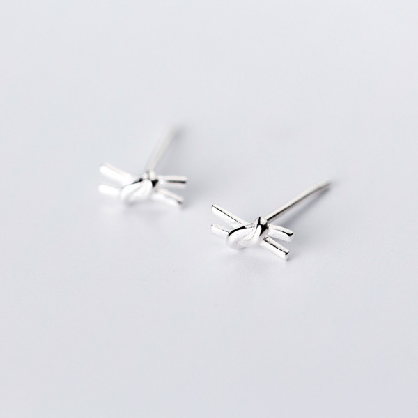 A40661 s925 silver simple bar stud earrings cute rope sweet earrings