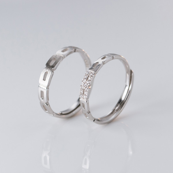 A41884 s925 sterling silver hollowed rhinestone square fashion ring