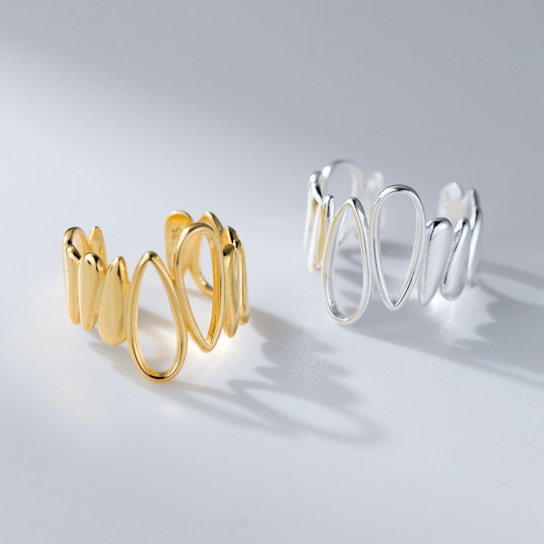 A46110 s925 silver simple hollowed teardrop ring