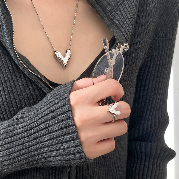 A45943 s925 silver trendy sweet heart necklace