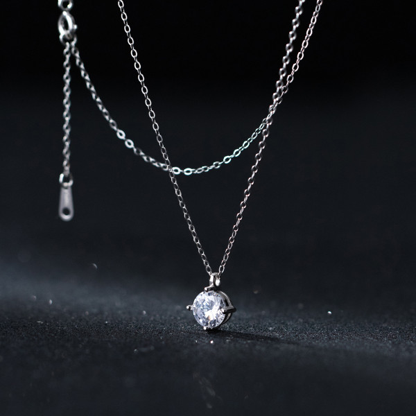 A38485 s925 sterling silver rhinestone grade elegant necklace