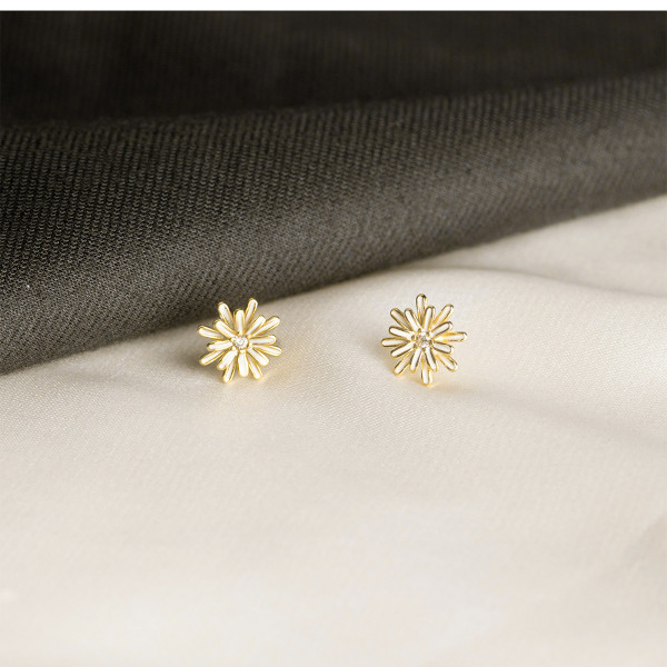 A39220 s925 silver stud trendy white flower simple earrings