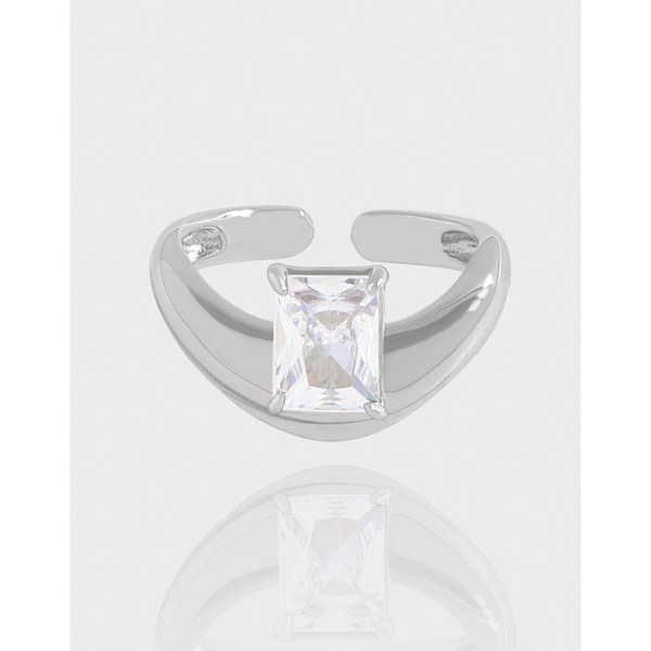 A43274 design white square sterling silver s925 adjustable ring
