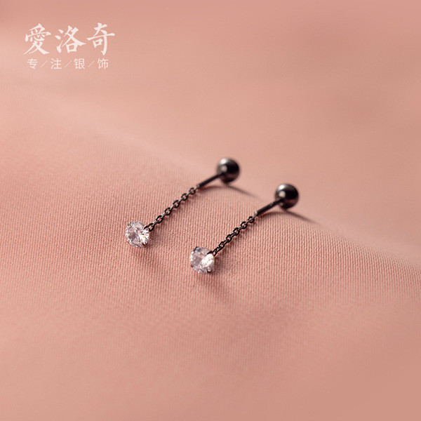 A33172 s925 sterling silver short rhinestone string simple earrings
