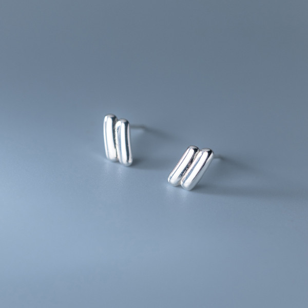 A35719 s925 sterling silver doublelayer bar earrings