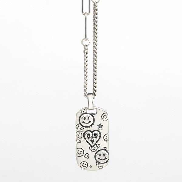 A32883 s925 sterling silver vintage unique pendant smilingface simple necklace